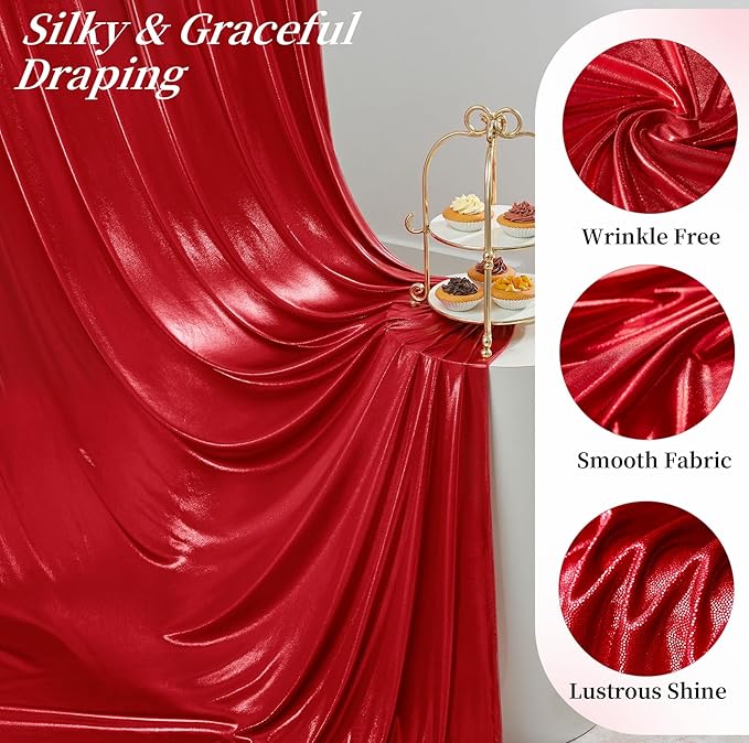 10ftx10ft Red Sequin Backdrop Curtain - Image 4