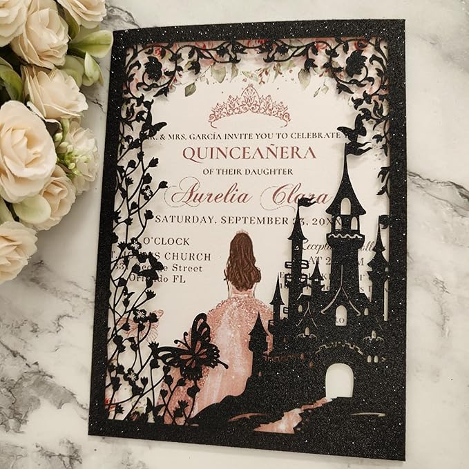 20PCS Castle Pocket Invitations, Quinceanera Invitations - Image 6