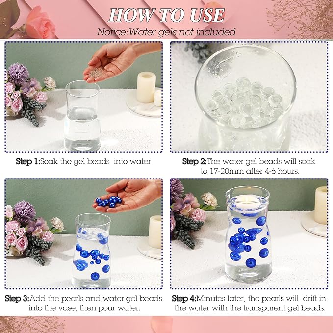 150 Pieces Vase Filler Faux Pearls Vase Makeup Beads No Hole Gloss Bead Mixed - Image 3