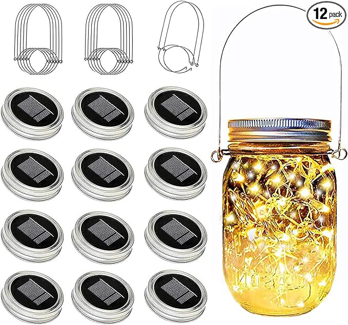 12 Pack Solar Mason Jar Lid Lights by yeuago