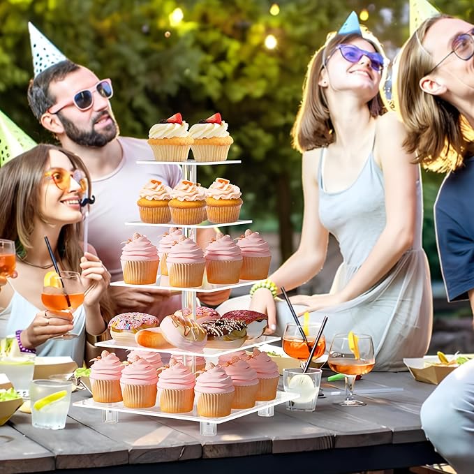 Cupcake Stand for 50 Cupcakes, 5 Tier Cupcake Holder, Large Clear Cupcake Tower - Image 2