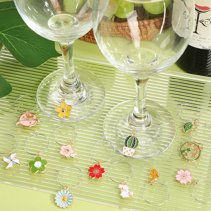 SANNIX Spring Floral Wine Charms - Image 5