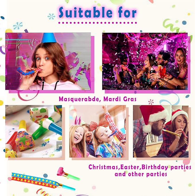 25 PCS Party Blower Blowouts Noisemakers Funny Blow Horns Colorful Birthday - Image 7