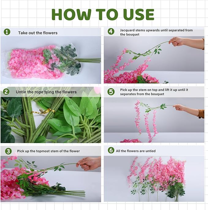 Wisteria Hanging Flowers, Fake Hanging Flowers, Wisteria artificiales Garland - Image 6
