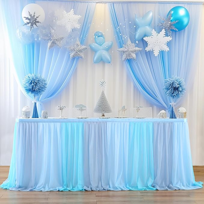 Frozen Theme Party Tulle Table Skirt by Suppromo