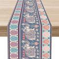 Boho Table Runner, Indian Bohemian Elephant Mandala Paisley Floral Hippie Art by Unknown