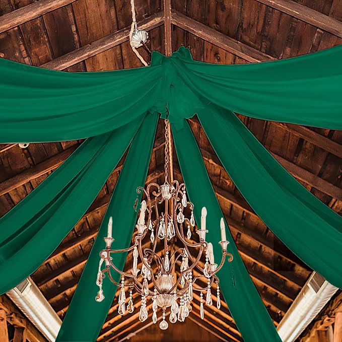 6 Panels Emerald Green Wedding Ceiling Drapes 5ftx10ft Ceiling Drapes Chiffon - Image 7