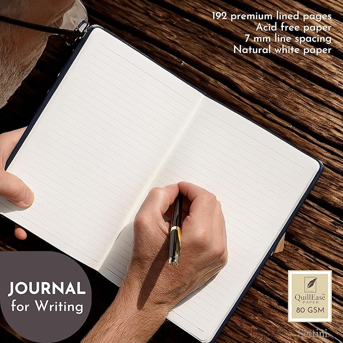 SETTINI Lined Journal, 192 Archival-Quality Pages, QuillEase Bleed-Free Paper - Image 7
