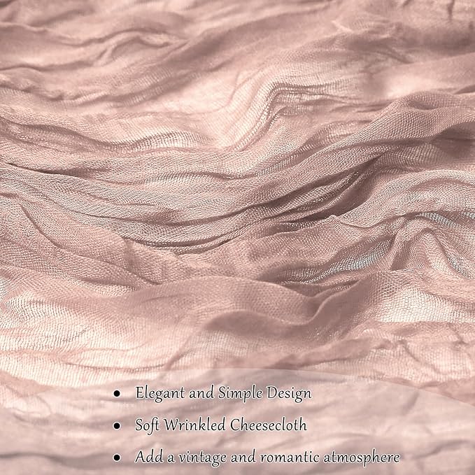 1-Pack Dusty Pink Cheesecloth Table Runners – 10FT Boho Rustic Gauze Fabric - Image 5