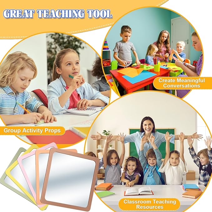 Dandat 10 Pcs Small Mirrors for Kids 6 x 6 Inch Square Shatter Proof Reflector - Image 5
