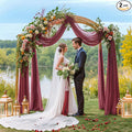 2 Panels Wedding Arch Draping Fabric Burgundy Sheer Backdrop Curtain Arch Drape by Besutolife