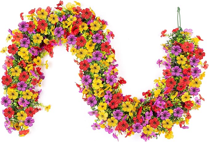 Artificial Flowers Garland Ivy, 4 Pack 5.9 FT Fall Decor UV Resistant Fake Mums - Image 6