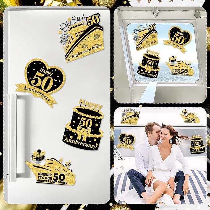 4 PCS Large 50th Anniversary Cruise Door Magnets Decorations Happy 50th - Image 4