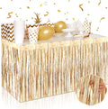 3 Pack 29 x108 Inch Champagne Gold Foil Fringe Table Skirts Metallic Banner by Mebiornt