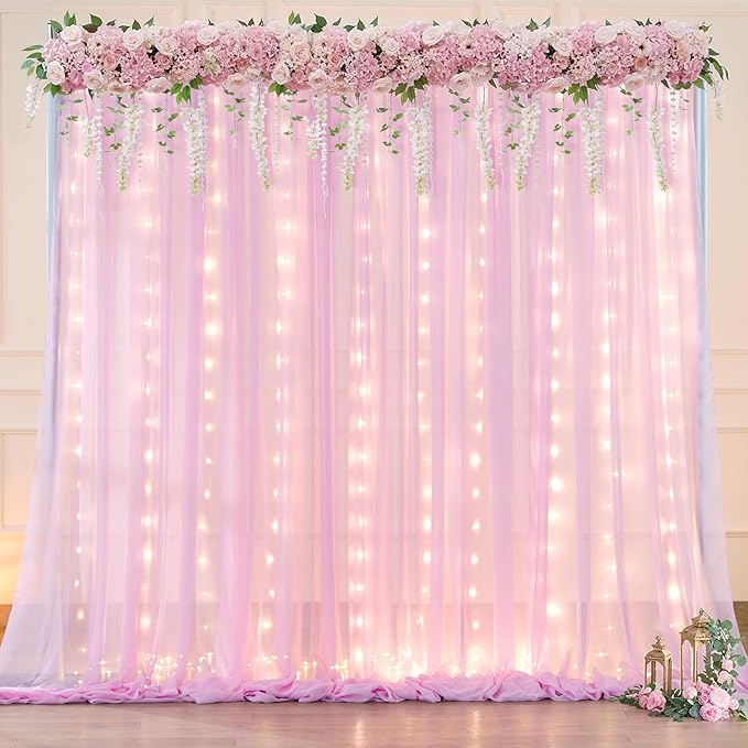 10x10ft Pink Chiffon Backdrop Curtain - Image 9