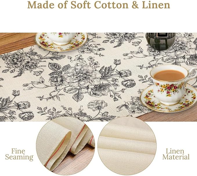 Vintage Flower Table Runner, 13x108 Inch - Image 4