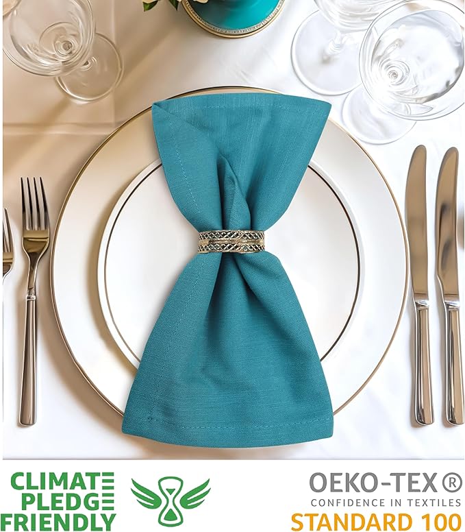 Urban Villa Christmas Dinner Napkins 20’’x20’’ Over Sized Set of 12 Turquise - Image 3