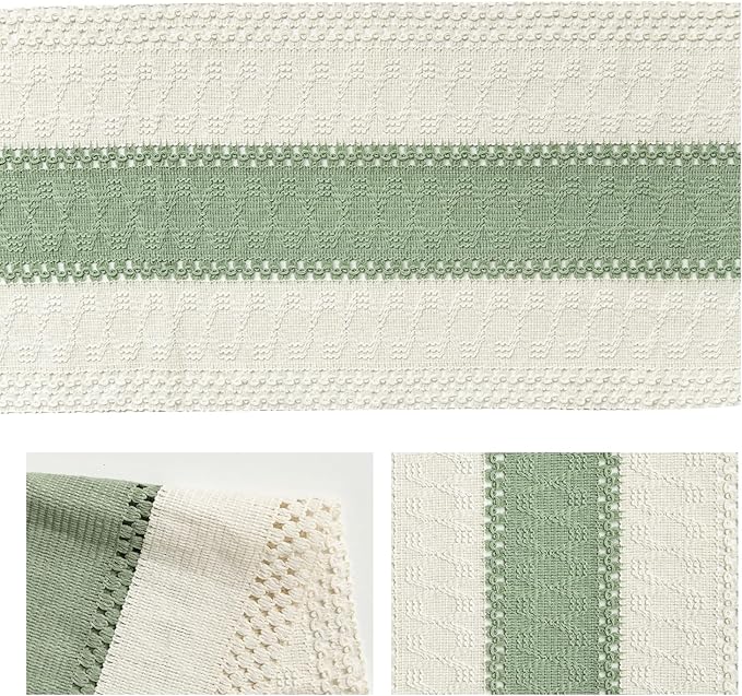 Artoid Mode Light Green Farmhouse Rustic Table Runner, Seasonal Holiday Hollow - Image 6