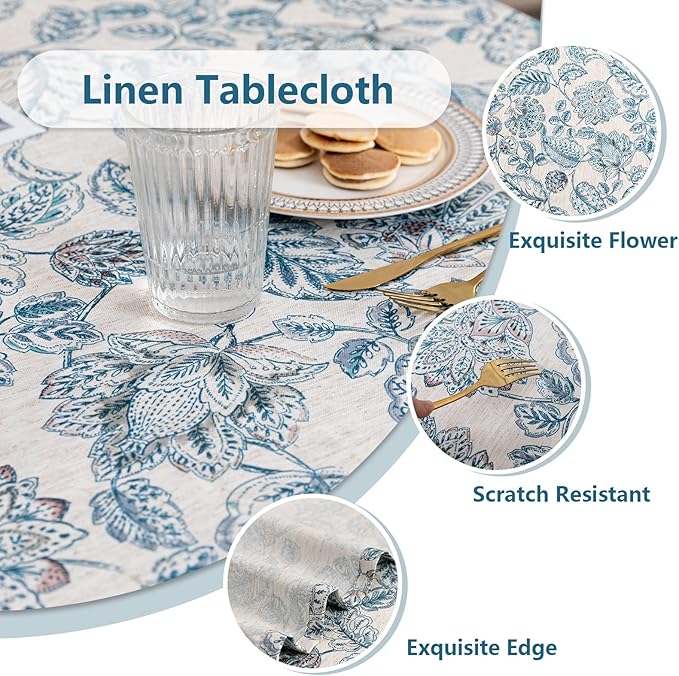 MYSKY HOME Waterproof Tablecloth Rectangle 60x102 Inch Rustic Burlap Tablecloth - Image 3