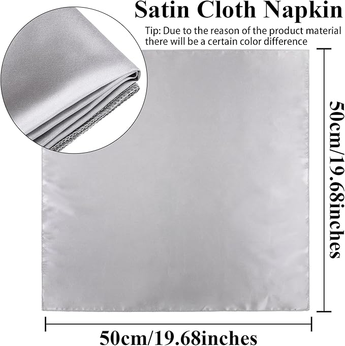 Aneco 24 Pieces Satin Napkin Square 20 x 20 Inches Dinner Napkins Weddings - Image 2