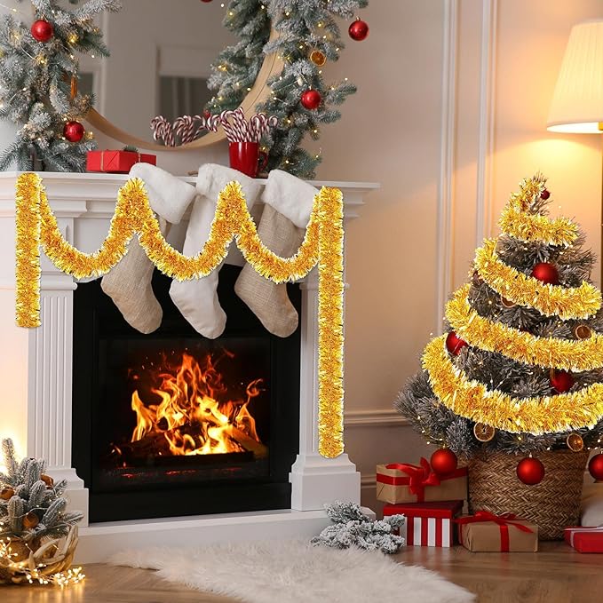 72 Feet Christmas Tinsel Garland Shiny Metallic Tinsel Twist Garland Streamers - Image 7
