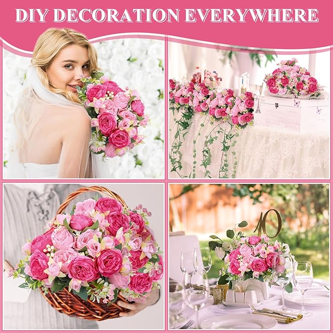 8 Bundles Artificial Peonies Flowers Boho Faux Flowers Arrangements Artificial - Image 5