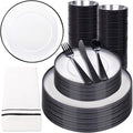 NOCCUR 350PCS Clear and Black Plastic Plates by NOCCUR