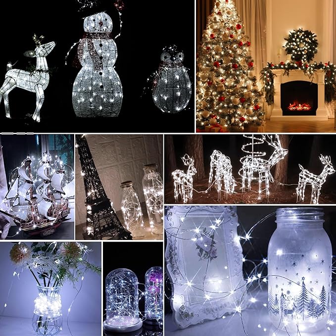 pozzolanas 8 Pack White Battery Operated String Lights - 7ft Waterproof Fairy - Image 6