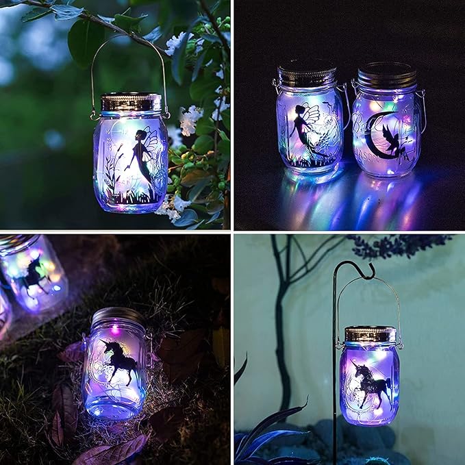 8 Pack Solar Outdoor Fairy Star Firefly Jar Lids Lights, Solar Fairy String - Image 3