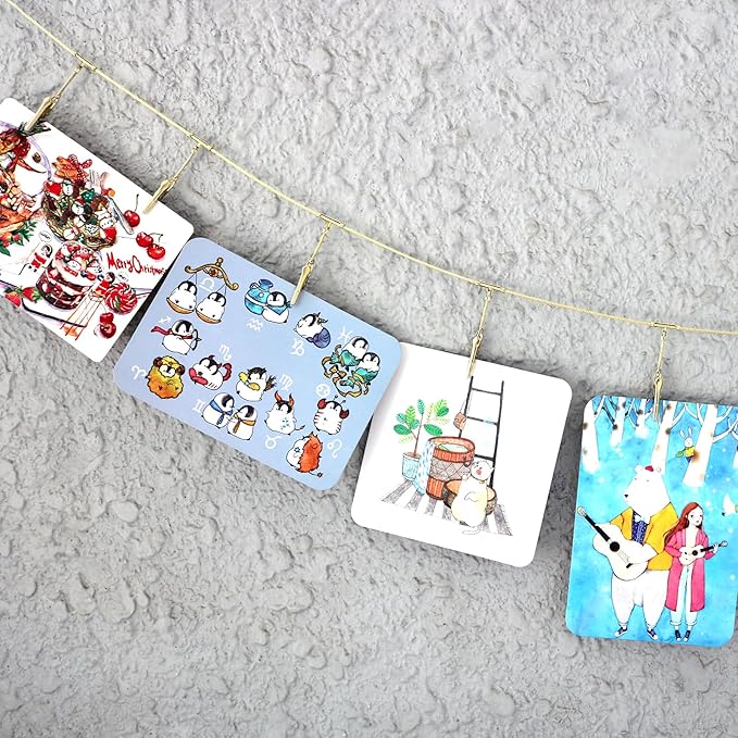 2 Pack Chain Photo Clip Hanging Photo Display Wall Photo Display Metal Photo by Unknown