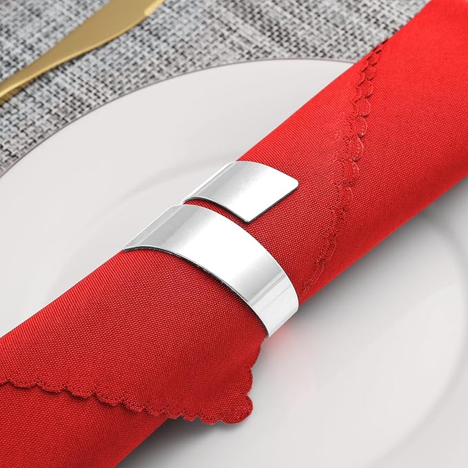 Silver Napkin Rings Set of 10, Metal Material - Image 4