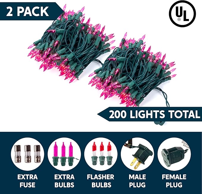 Joiedomi Pink Christmas String Lights, 200 42.8FT Valentines Day Fairy Tree - Image 2