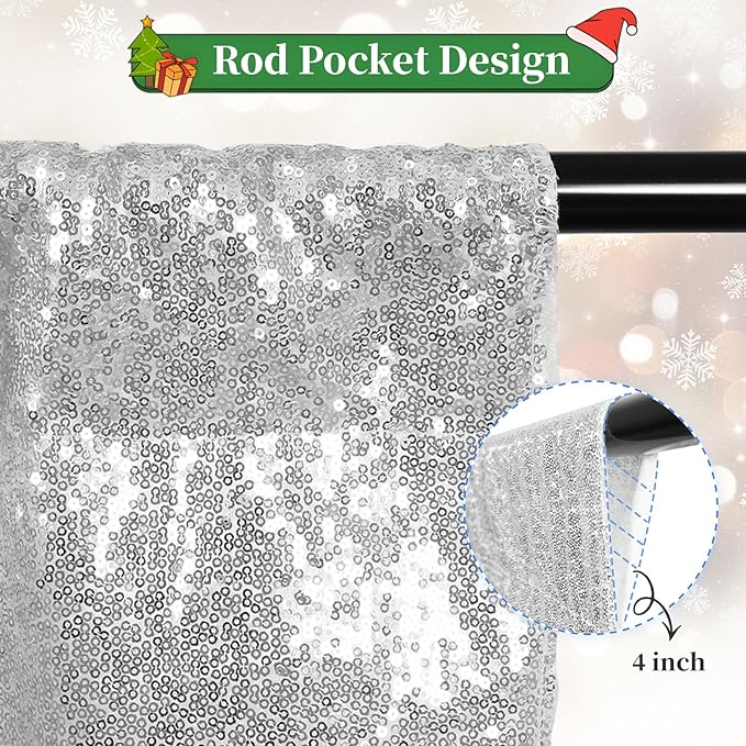 SquarePie Sequin Backdrop Non-Transparent Background Sparkly Curtain - Image 4