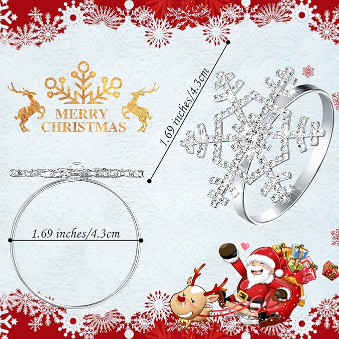 Patelai 24 Pieces Snowflake Napkin Rings Thanksgiving Christmas Napkin Holders - Image 6