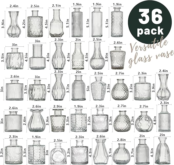 Glass Bud Vase Set of 36 Pcs Small Minimalist Vases - Image 6
