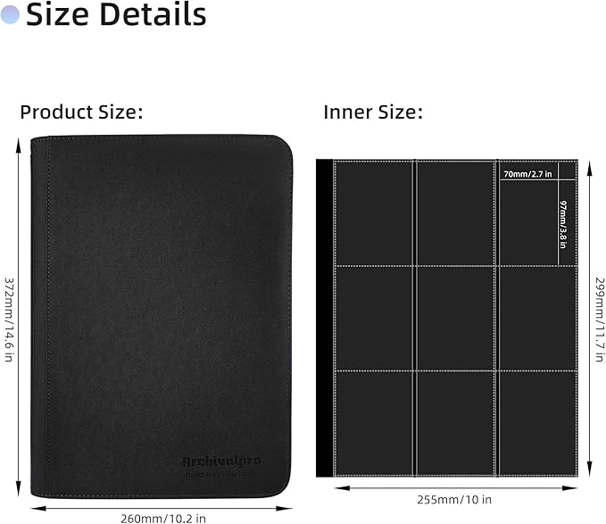 9 Pockets Premium Card Binder 360 Cards Trading Card Binders Zip Card Storage - Image 2