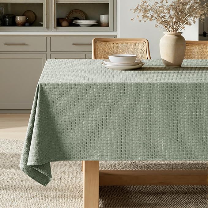 MIULEE Sage Green Linen Cottton Table Cloth Rectangle Tablecloth Waterproof by MIULEE