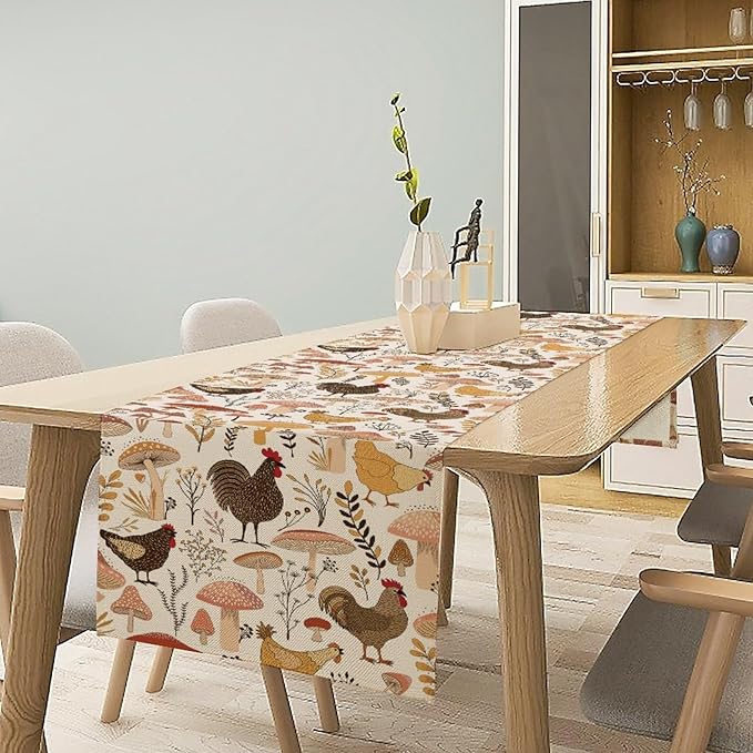 Mushroom Table Runner, Retro Natural Plant Famhouse Table Runner - Image 2