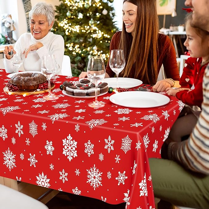 QZYL 12 Pack Christmas Table Cloths, Snowflakes Disposable Tablecloth Xmas - Image 7