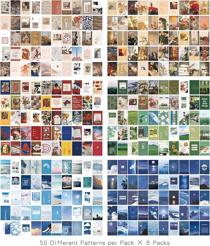 6 Sets 300 Pcs Washi Stickers Set Vintage Aesthetic Sticker Book - Image 2