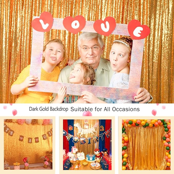 ShinyBeauty Sequin Backdrop Gold 7FTX7FT Photo Booth Backdrop Gold Sequence - Image 6