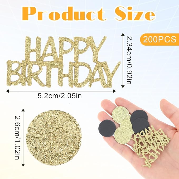 200Pcs Happy Birthday Confetti, Metallic Foil Balloon Confettis Scatter - Image 7