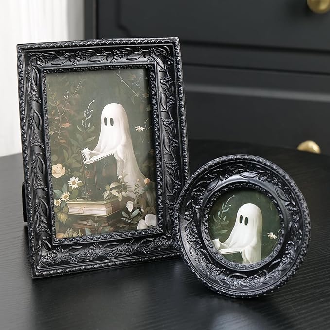 Cuspin Black Picture Frame Set of 2 Vintage Baroque Frames, Ornate Resin Photo - Image 2