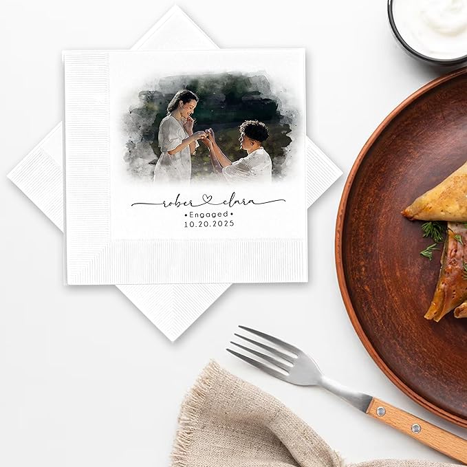 Luxury Personalized Wedding Napkins, Custom Photo Napkins - Image 5