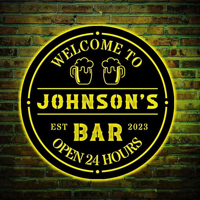 Personalized Bar LED Metal Art Sign Bar Metal Sign Custom Bar Sign Beer Bar - Image 2