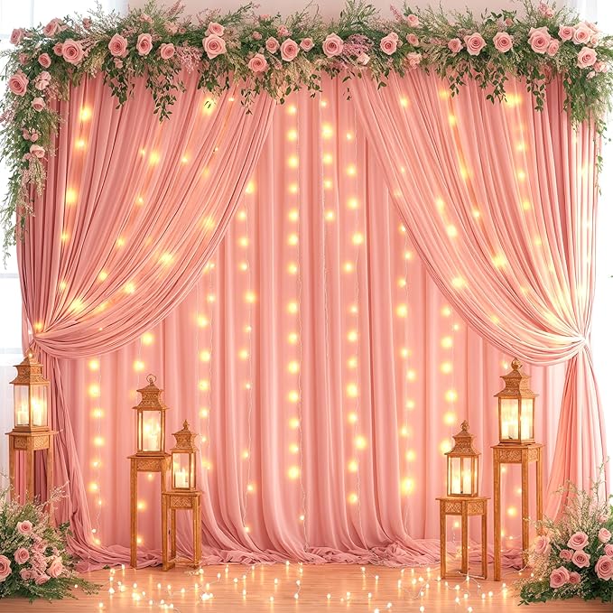 10ft x 7ft Dusty Rose Chiffon Backdrop Curtain - Image 7