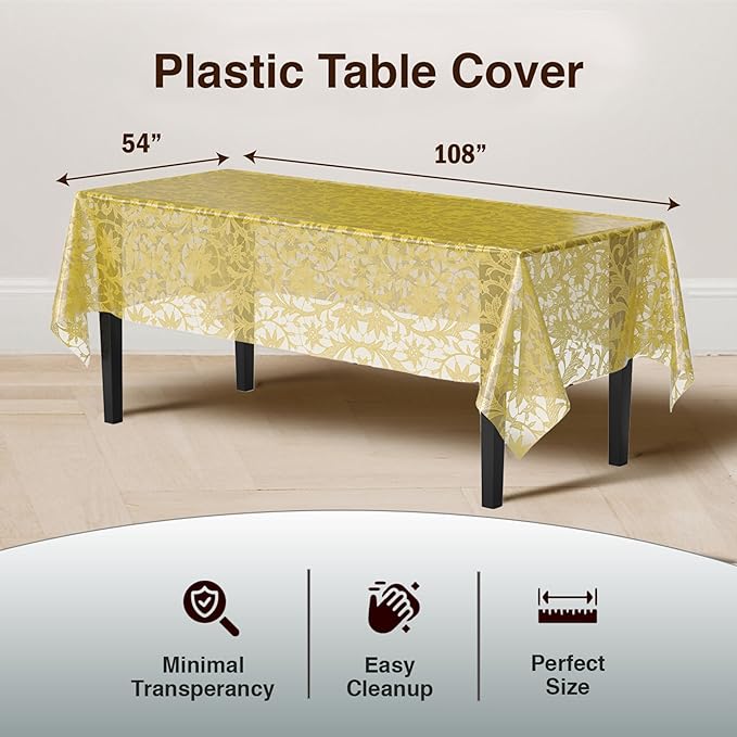 Exquisite Lace Table Cloth Rectangle Table Plastic 12-Pack Lace Tablecloth - Image 2