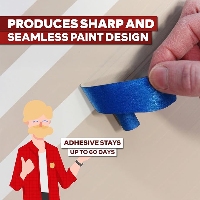 XFasten Professional Blue Painters Tape 2 Inch x 60 Yards Bulk Blue Masking Tape - Image 7