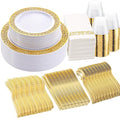 WELLIFE 210Pcs Gold Plastic Dinnerware by WELLIFE
