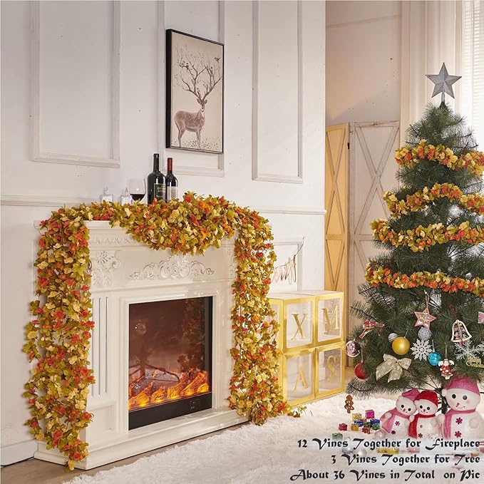 8 Pcs x 8.2 ft Flower Garland Artificial Rose Vine Flowers - Image 5
